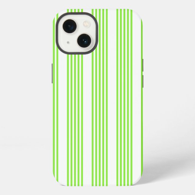 Lime green and white five stripes pattern iPhone case (Back)