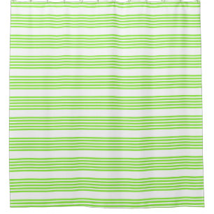 Lime green and white five stripes pattern shower curtain