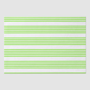 Lime green and white five stripes pattern tissue paper