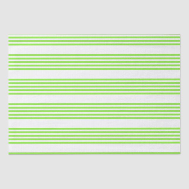 Lime green and white five stripes pattern tissue paper (Front)