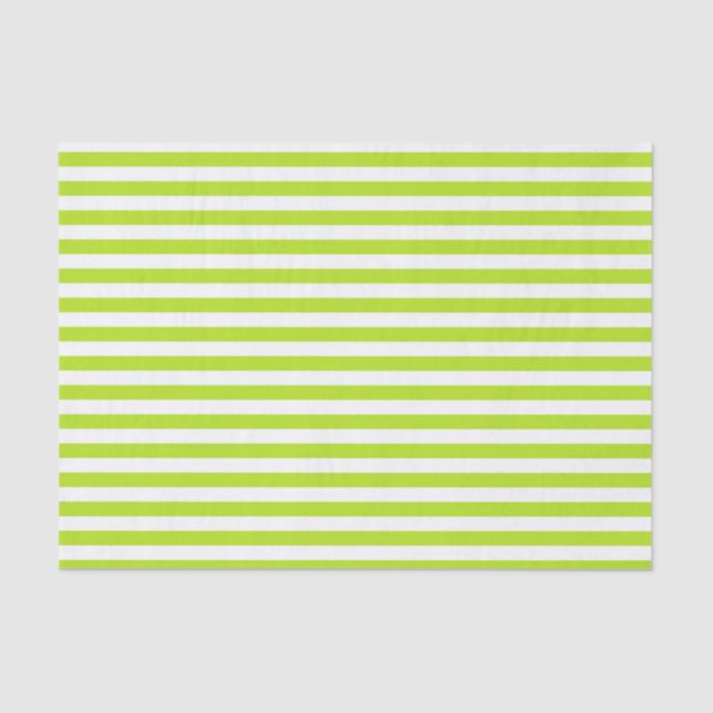 Lime Green and White Stripes Tissue Paper (Front)