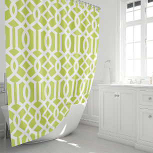 Lime Green and White Trellis Shower Curtain