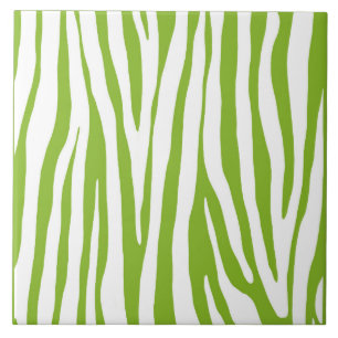 Lime green and white zebra pattern tile