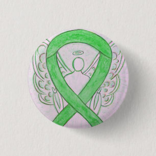 Lime Green Angel Awareness Ribbon Art Lapel Pin