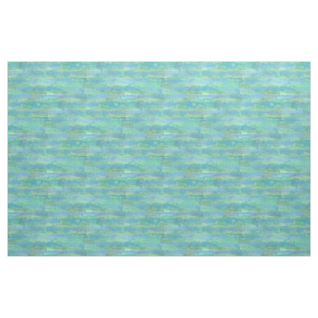 Lime Green Aqua Turquoise Blue Watercolor Pattern Fabric (Fat Quarter)