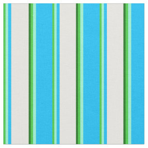 Lime Green, Aquamarine, Blue, White & Dark Green Fabric