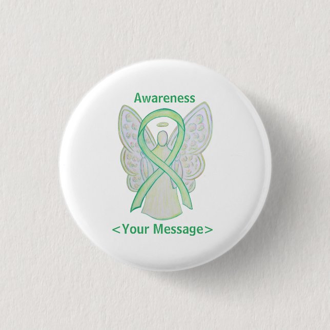 Lime Green Awareness Ribbon Angel Custom Pin (Front)