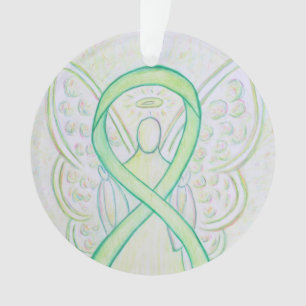 Lime Green Awareness Ribbon Angel Ornaments
