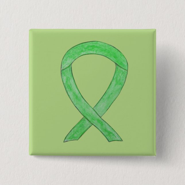 Lime Green Awareness Ribbon Art Lapel Pin (Front)