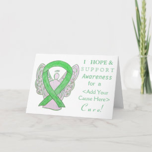 Lime Green Awareness Ribbon Custom Angel Cards