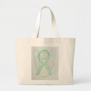 Lime Green Awareness Ribbon Custom Art Tote Bag