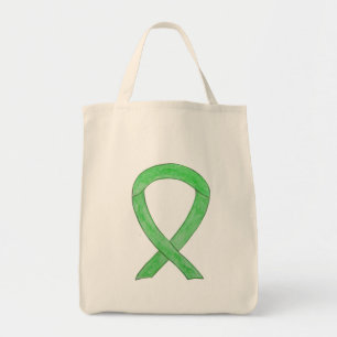 Lime Green Awareness Ribbon Custom Art Tote Bag