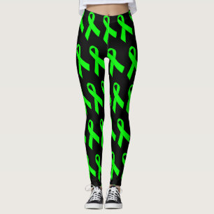 Lime Green Awareness Ribbon (several backgrounds) Leggings
