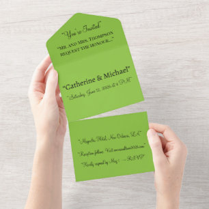 Lime Green Background Bright Summer Design All In One Invitation