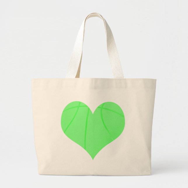 Lime Green Basketball Large Tote Bag (Front)