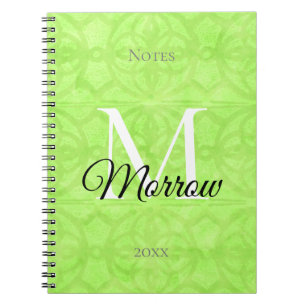 Lime Green Batik Name and Year Monogrammed Notebook