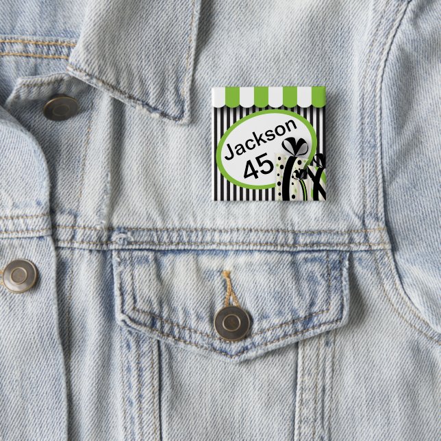 Lime Green Birthday | Personalise 15 Cm Square Badge (In Situ)