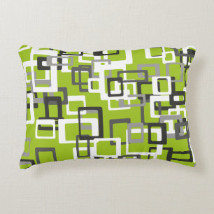 Lime Green Black Grey White Geometric Throw Pillow