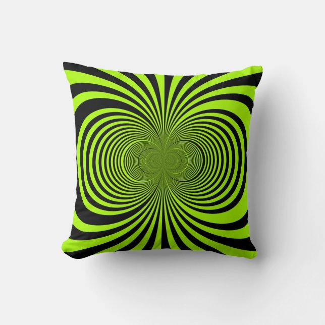 Lime Green & Black Retro Design Cushion (Front)