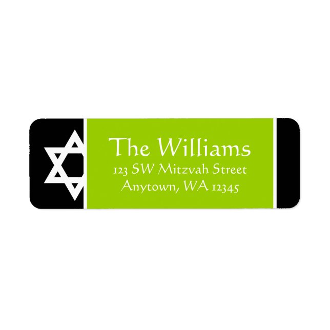 Lime Green Black Star of David Return Address (Front)