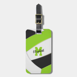 lime green black team gifts volleyball luggage tag