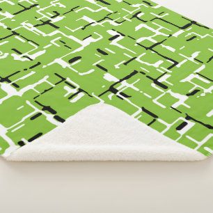 Lime Green Black White Sherpa Blanket