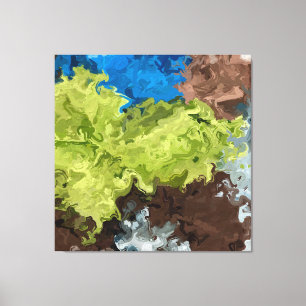 Lime Green, Blue and Brown Oils Canvas Print