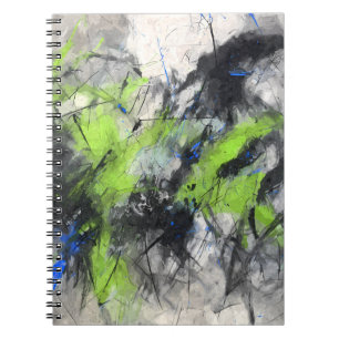 Lime Green Blue Black Abstract Chaos Notebook
