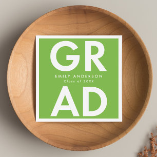 Lime Green Bold Grad Graduation Napkin