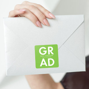 Lime Green Bold Grad Graduation Square Sticker