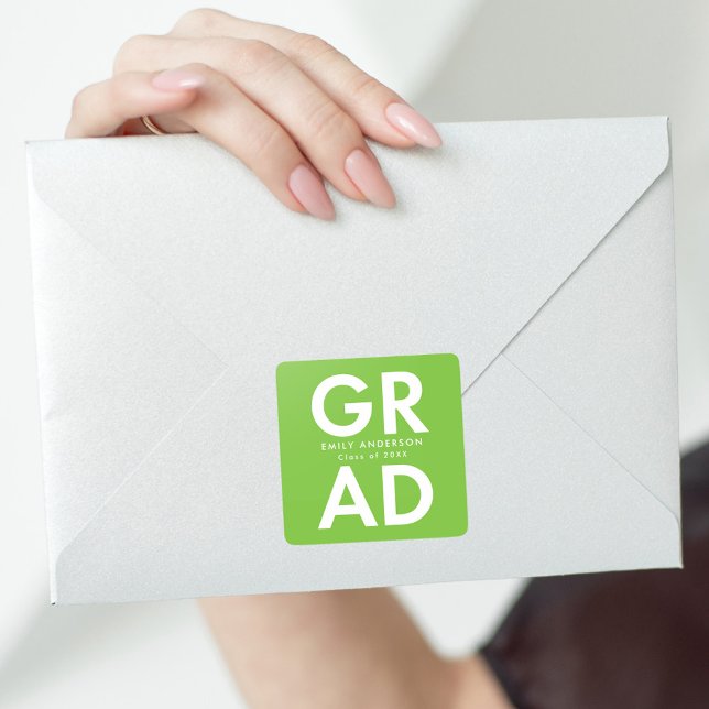 Lime Green | Bold Grad Graduation Square Sticker (Creator Uploaded)