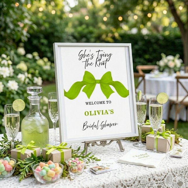Lime Green Bow Bridal Shower Welcome sign (Creator Uploaded)