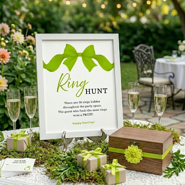 Lime Green Bow Ring Hunt Bridal Shower Game Sign (Creator Uploaded)