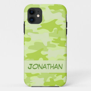 Lime Green Camo Camouflage Name Personalised iPhone 11 Case