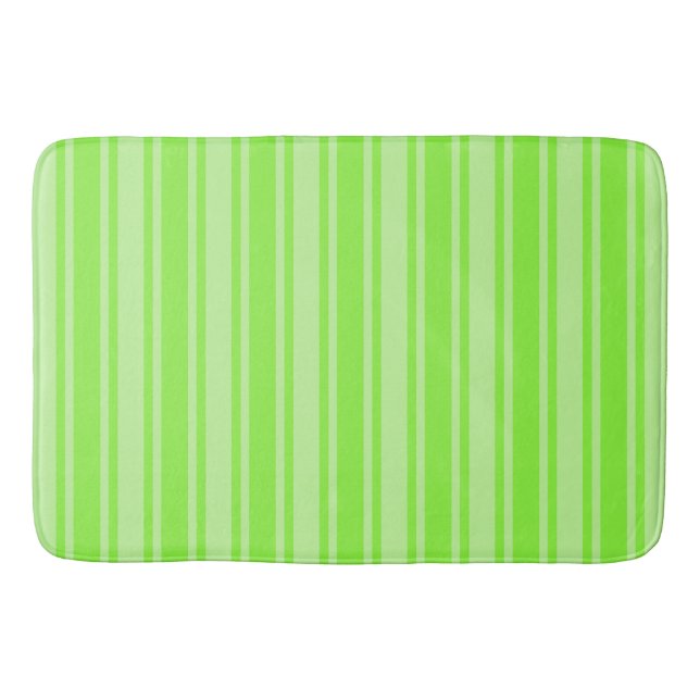 Lime green candy stripes bath mat (Front)