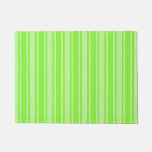 Lime green candy stripes doormat (Front)