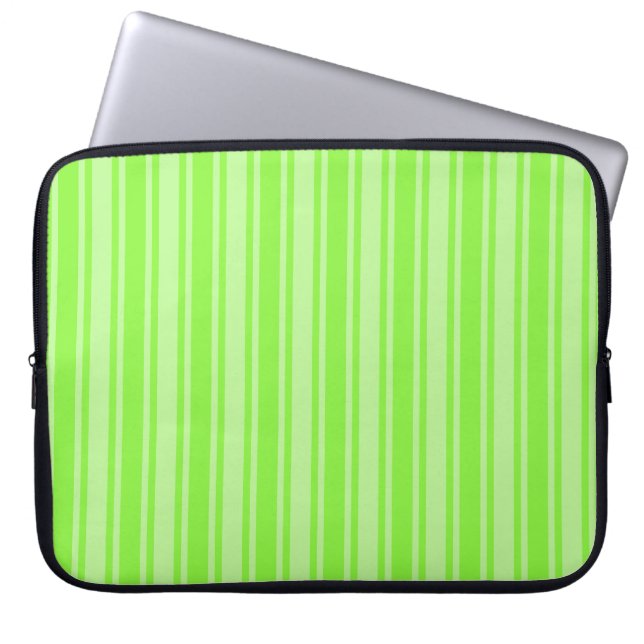 Lime green candy stripes laptop sleeve (Front)