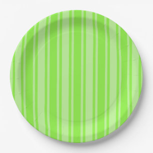 Lime green candy stripes paper plate
