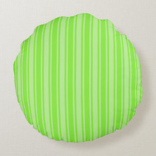 Lime green candy stripes round cushion