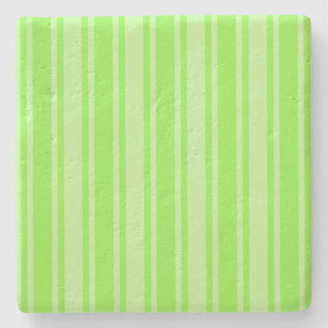 Lime green candy stripes stone coaster (Front)