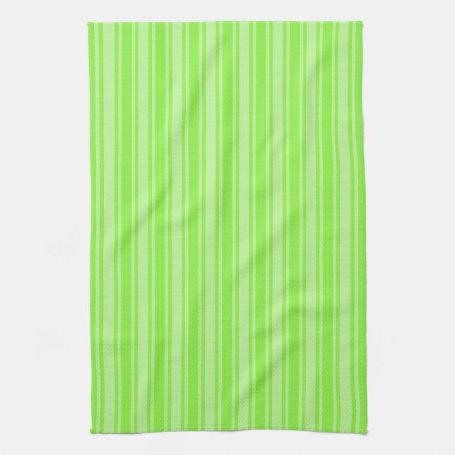 Lime green candy stripes tea towel (Vertical)