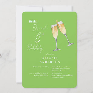 Lime Green Champagne Bridal Brunch Shower  Invitation