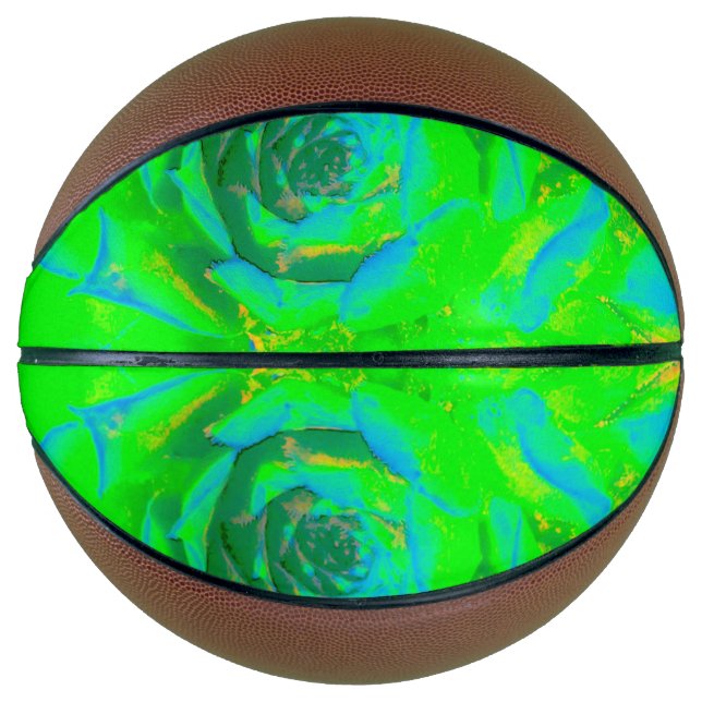 Lime Green Chartreuse Succulent Sedum Rosette Basketball (Front)