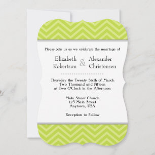 Lime Green Chevron Wedding Invitation