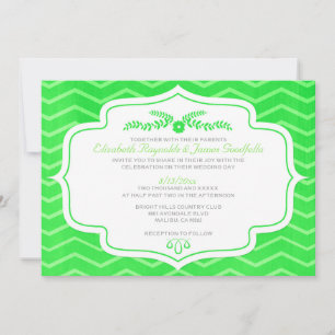 Lime Green Chevron Wedding Invitations