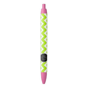 Lime Green Chevron with Black Personalised Name Ink Pen