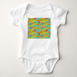 Lime Green, Cinnamon Brown, Turquoise Rectangles Baby Bodysuit