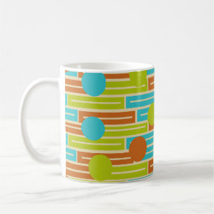 Lime Green, Cinnamon Brown, Turquoise Rectangles C Coffee Mug