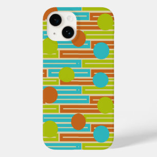Lime Green, Cinnamon Brown, Turquoise Rectangles Case-Mate iPhone 14 Case