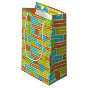 Lime Green, Cinnamon Brown, Turquoise Rectangles Small Gift Bag